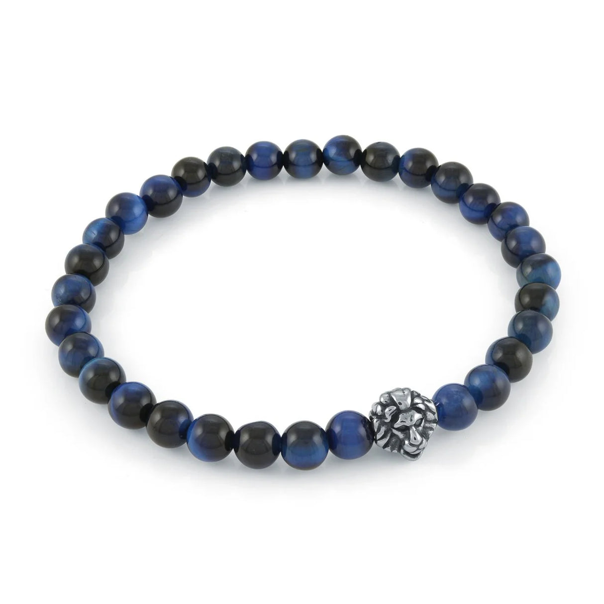 Italgem Steel | Lion-Head Blue-Tiger-Eye 8"-Stretch 6mm