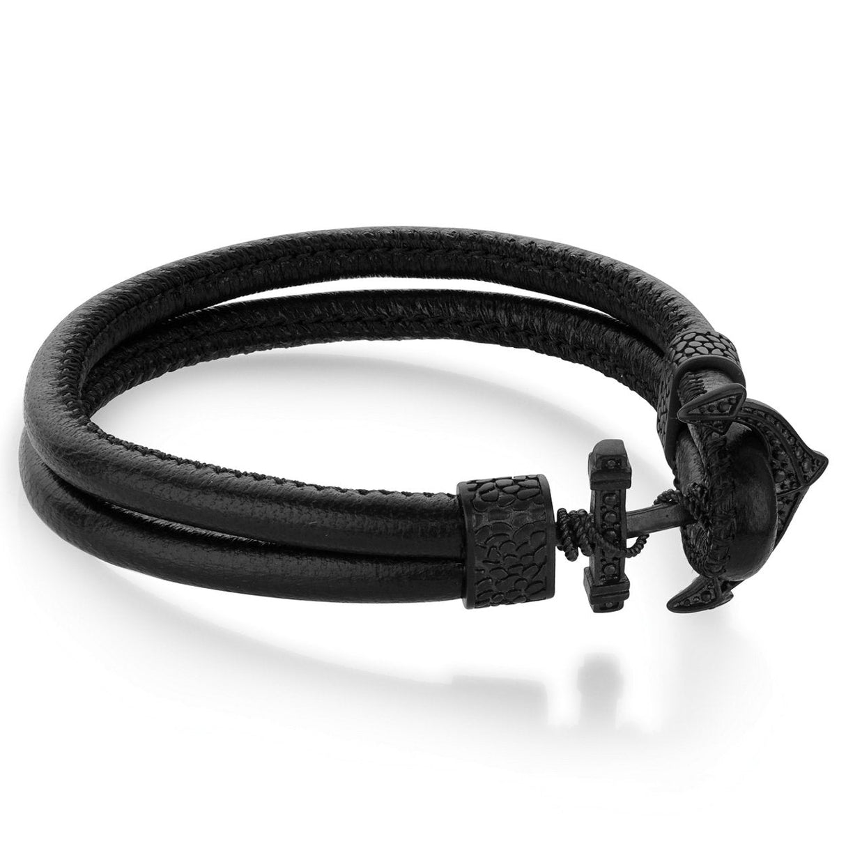 Italgem Steel | Black-IP Matte-S.Steel BLK-NP-Leather Anchor-Clasp