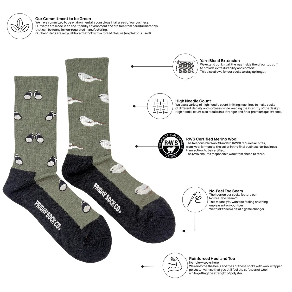 Friday Sock Co. | Men's Bird & Birdwatching Merino Wool