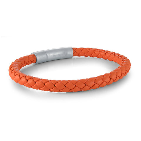 Italgem Steel | Push-Clasp Orange-Leather 8"