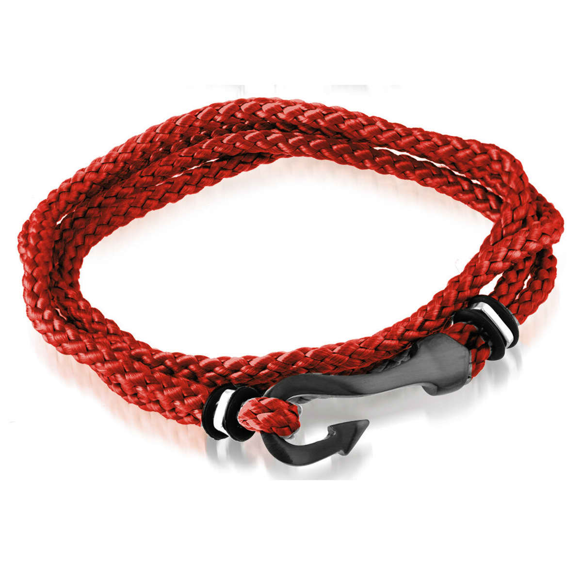 Italgem Steel | S.Steel Matte Black IP Hook Clasp Red Cord Bracelet
