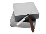 King’s Crown Carbon Steel STRAIGHT RAZOR blade- Rose Wood handle in a silver box