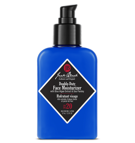  Jack Black Double Duty Face Moisturizer SPF20 in a blu package and black airless pump