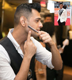 Celebrity using a King’s Crown Carbon Steel STRAIGHT RAZOR - Rose Wood handle