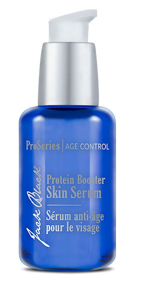  Jack Black Protein Booster Skin Serum in a blue package and white airless pump