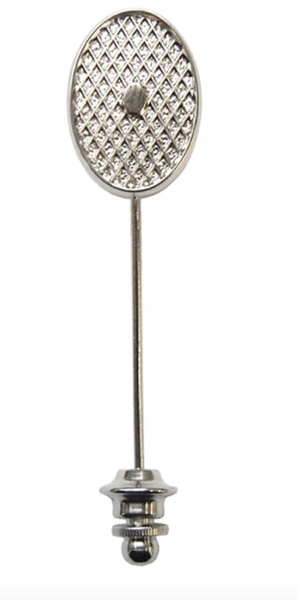 Silver Lapel Pin with Carosshatch pattern