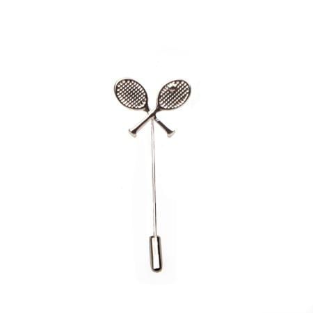 Tennis Racquet Lapel Pin with Silver Finish